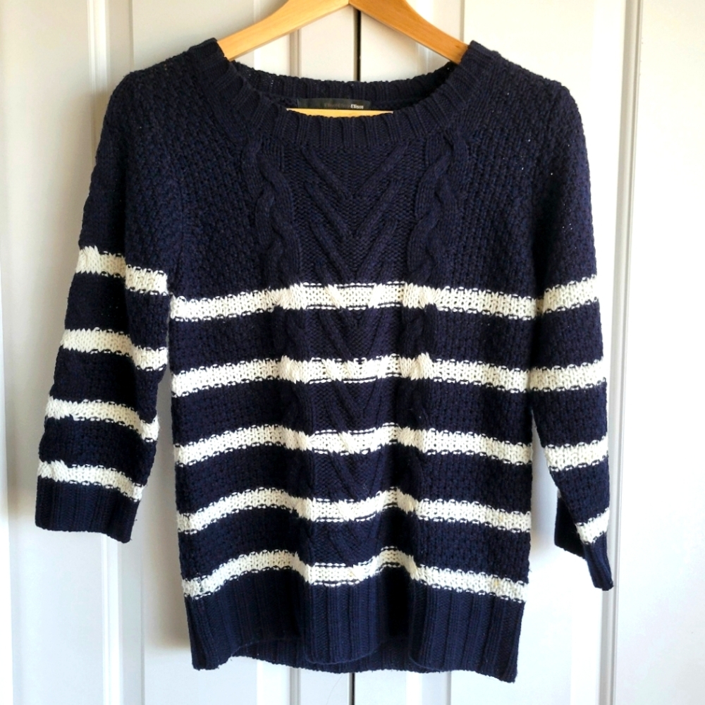Ellison Striped Cable Knit Sweater Size Medium